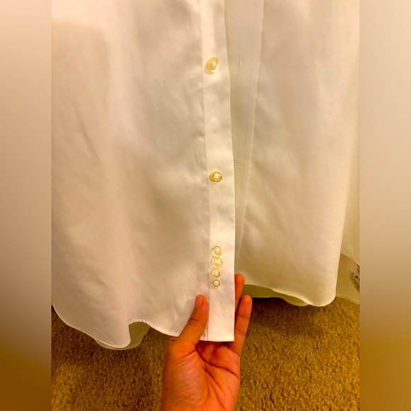 Lands End Men's Tailored Fit No Iron Solid Supima Cotton Oxford Dress Shirt - Picture 5 of 9